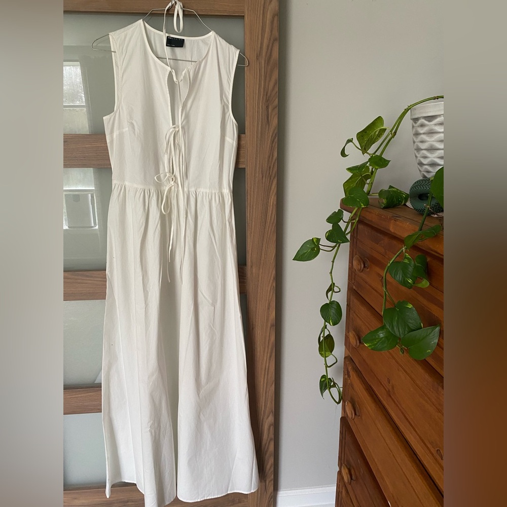 ASOS Tie Front White Sleeveless Dress